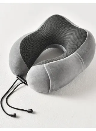 Travel Pillow Memory Foam Neck Pillow U Shape Head Pillow Comfortable Breathable Cover Pillow for Car Airplane Bus Train Travel Home Use Ash Grey 