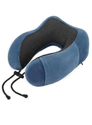Travel Pillow Memory Foam Neck Pillow U Shape Head Pillow Comfortable Breathable Cover Pillow for Car Airplane Bus Train Travel Home Use Dark Cyan 