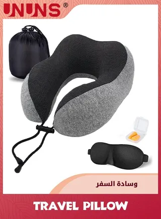 Travel Pillow,100% Pure Memory Foam Neck Pillows For Travel Sleeping Rest,Airplane Car and Home Use,Travel Neck Pillow With Storage Bag, Sleep Mask And Earplugs,Grey 