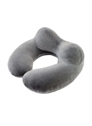 Inflatable U Shape Travel Pillow Grey 9.7 x 6.3 x 2centimeter 