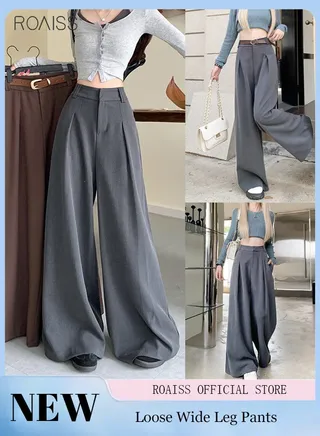 Loose Fashionable Suit Wide-Leg Pants Women'S Daily Commuting Business Casual Draped Flared Pants 