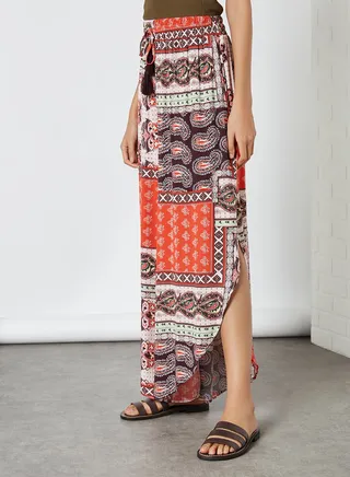 Printed Relaxed Pants Red Design 
