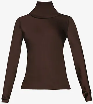 Womens Plum Turtleneck Regular-fit Satin top
