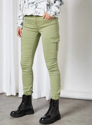 Cropped Skinny Cargo Pants Oil Green 