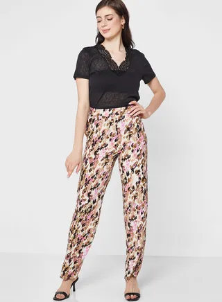 High Waist Printed Pants 