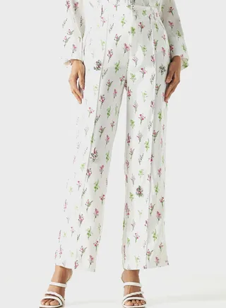 Side Slit Floral Pants 
