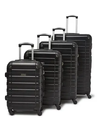 4 Piece Hardside Luggage Trolley Set Black 