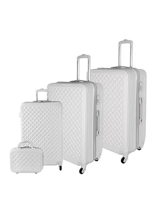 4 Piece Trolley Luggage Set With Travelling Pouch White 