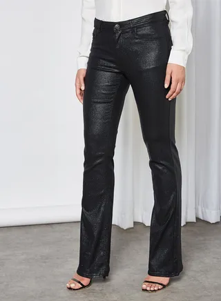 Glitter Flared Pants Black 