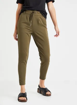Drawstring Tapered Pants Olive 