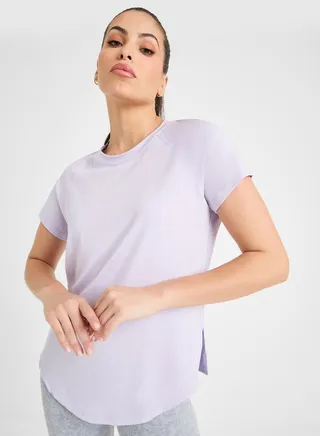 Textured Peep Back Single Side Slit Top 