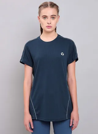 Contrast Piping Detail Longline Active T-Shirt