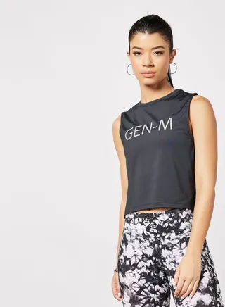 Logo Crop Tank Top Black 