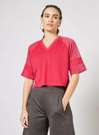 Fashion Luxe Raglan Training Top Red 