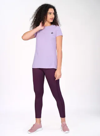 Solid Mesh Back Panel Active T-Shirt 