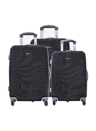 Hardside 3 Piece Luggage Trolley Set Black 