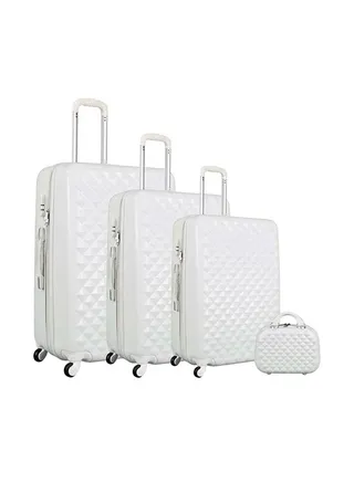 3-Piece Luggage Trolley Set With Beauty Case White 