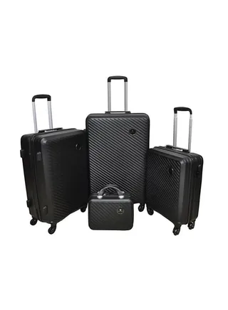 Waterproof Hardside 4 Piece Luggage Trolley Set Black 