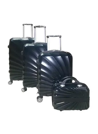 3-Piece Luggage Trolley Set With Beauty Case Black 