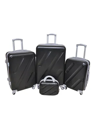 4-Piece Hardside Luggage Trolley Set Black 