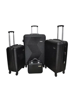 Hardside 4 Piece Luggage Trolley Set Black 