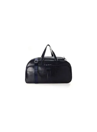 Crocodile design leather travel bag - black 