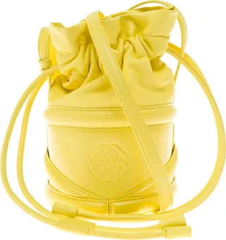 Alexander Mcqueen Woman's The Curve Satchel Yellow Leather Crossbody Bag