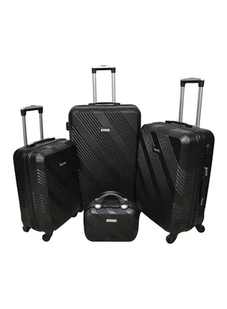 4-Piece ABS Luggage Trolley Set Black 