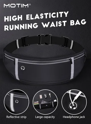 Adult 3 Pocket Pro Running Belt Expandable Pockets Adjustable Waist with  Reflection At Night Adjustable Waist Band Black 