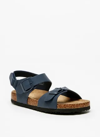 Boy's Buckle Accented Sandals With Hook And Loop Closure 