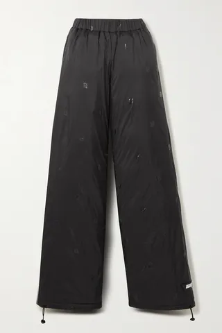 ROTATE Birger Christensen - Sunday Padded Printed Shell Straight-leg Pants - Black
