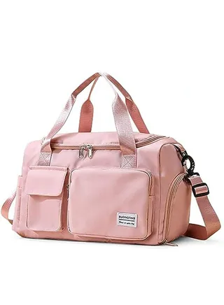 Red Gym Bag for Women, Waterproof Travel Duffle Bag Carry On Weekender Bag with Shoe Compartment & Wet Pocket, Gym Tote Bag for Travel, Workout, Sport 