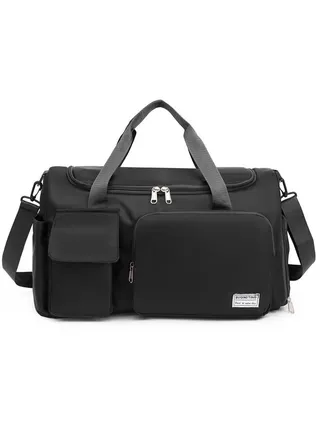 Sports Gym Bag with Shoes Compartment Travel Duffel Bag with Dry Wet Separated Pocket for Men and Women, Overnight Bag Weekender Bag Training Handbag Yoga Bag - Black 