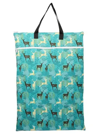 Large Hanging Wet/Dry Cloth Diaper Pail Bag For Reusable Diapers Or Laundry (Blue Deer) 