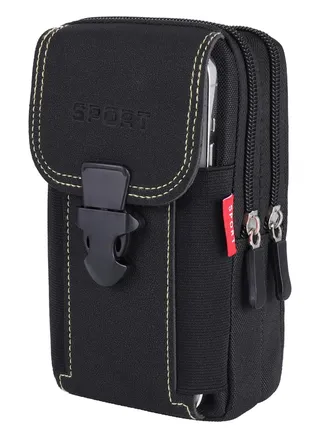 Tactical Molle Pouch, Black Men's Waist Belt Bag with Cell Phone Holster, EDC Pouch for Sports, Hiking, Camping,Traveling, Cycling, Fishing 
