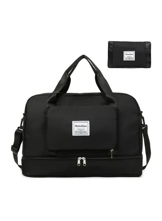 Foldable short-distance travel bag,Large capacity luggage bag,Women's yoga training dry and wet separation exercise fitness bag 