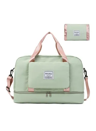 Foldable short-distance travel bag,Large capacity luggage bag,Women's yoga training dry and wet separation exercise fitness bag 
