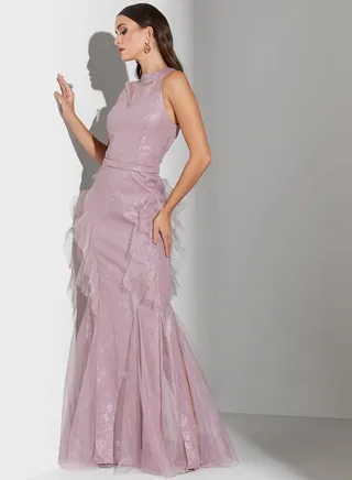 Renee Farah Lace Ruffled Dress