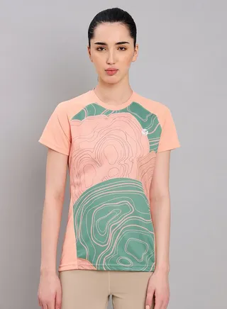 2-Way Stretch Printed Raglan Sleeve Active T-Shirt 