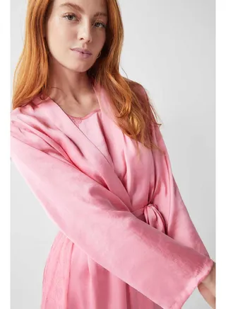 Lace satin dressing gown 
