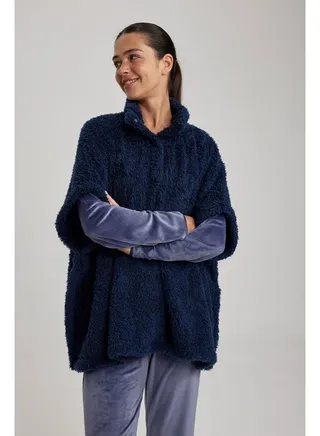 Woman Oversize Fit Turtle Neck 3/4 Sleeve Homewear Robe 