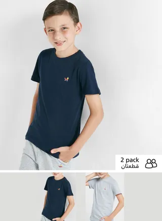 Logo Solid T-Shirts Pack Of 2