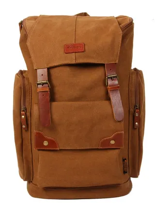 Discovery Adventures Vintage Canvas Backpack 20 L, Rucksack, Satchel Travel, School Laptop Bag, Casual Daily Bags, Khaki 