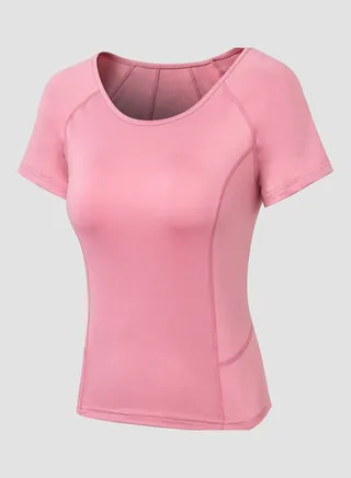 Short Sleeves Moisture-Wicking Sports T-Shirt Pink 