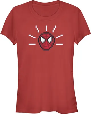 Junior's Marvel Pixelated Spider-Man Mask T-Shirt - Red - Small