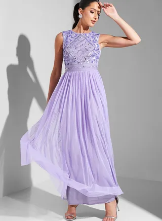 Julia Sleeveless Embellished Bodice Dress