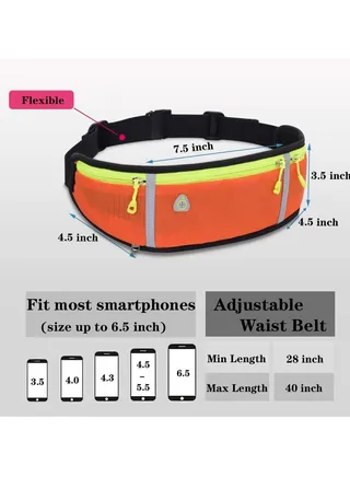Waist Phone Bag Waterproof Running Belt Lightweight Pack with Adjustable Elastic Strap 