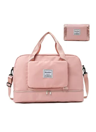 Foldable short-distance travel bag,Large capacity luggage bag,Women's yoga training dry and wet separation exercise fitness bag 