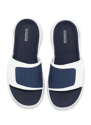 Skechers Go Walk Flex Sandal-Sandbar White Navy Men Casual Sandal 229204-WNV 