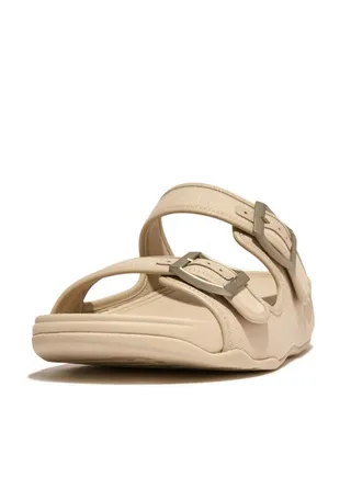 Fitflop Mens Gogh Moc Mens Buckle Canvas Slides GD6-A20 Beige 